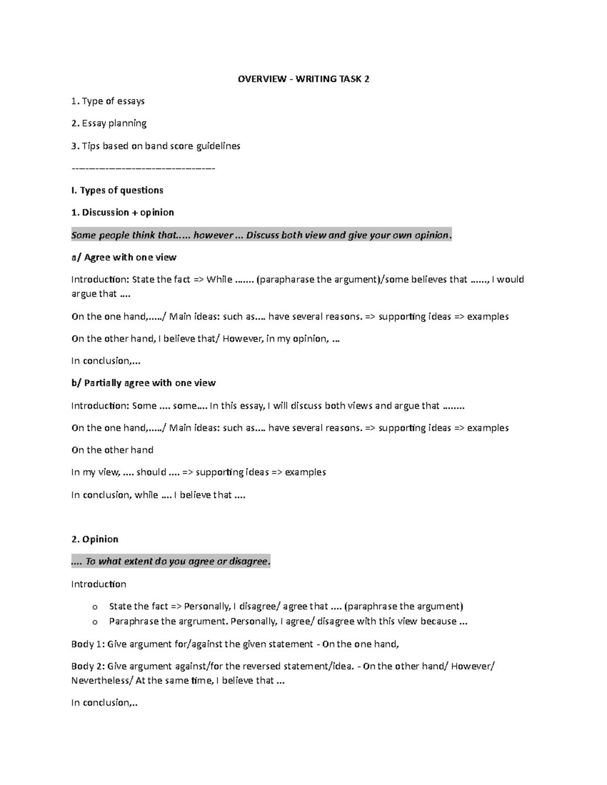 701014 Ppnctkd RR QT01 - OVERVIEW - WRITING TASK 2 Type of essays Essay ...