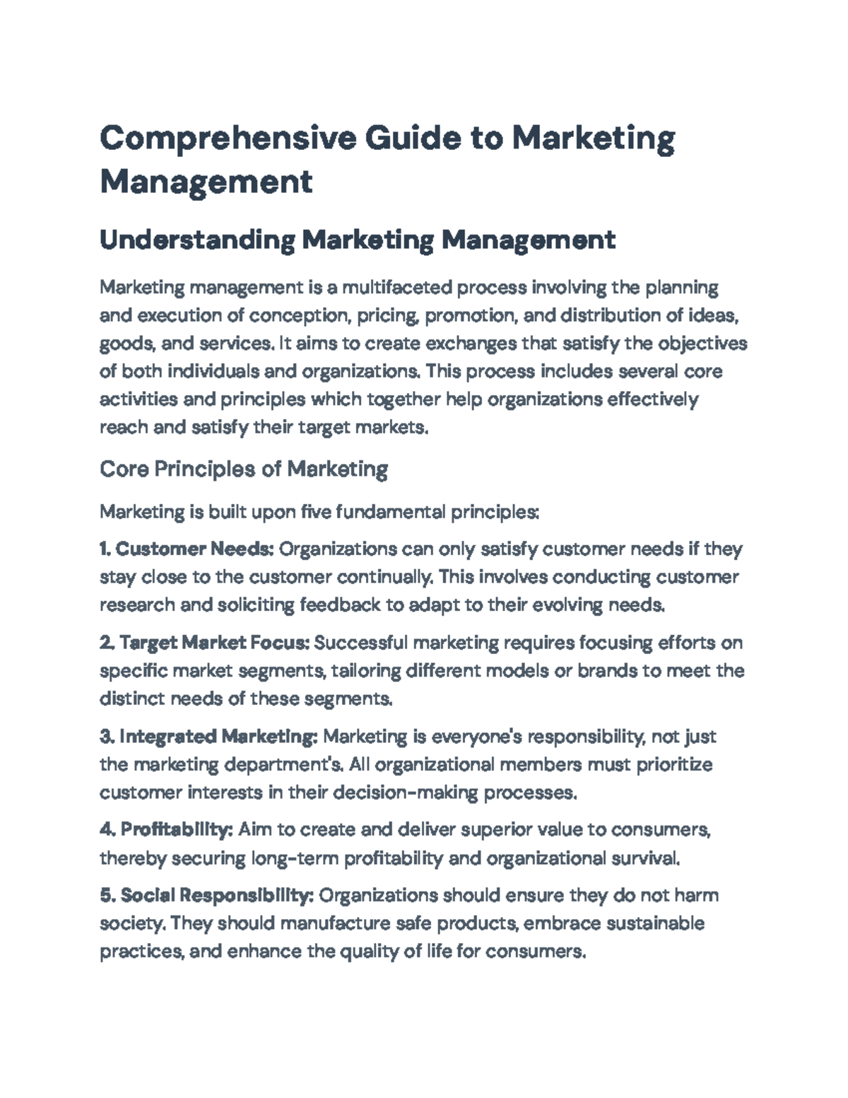 Comprehensive Marketing Management Strategies and Principles Guide ...