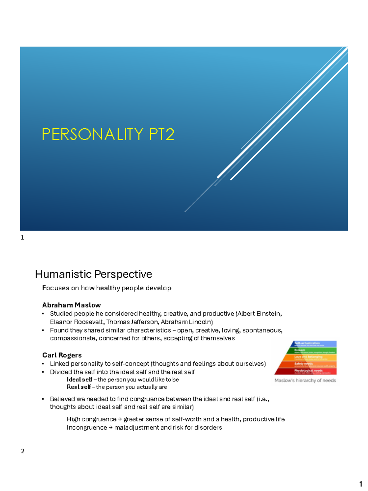 Personality Theories & Assessment Methods - PSY 101 Lecture Notes - Studocu