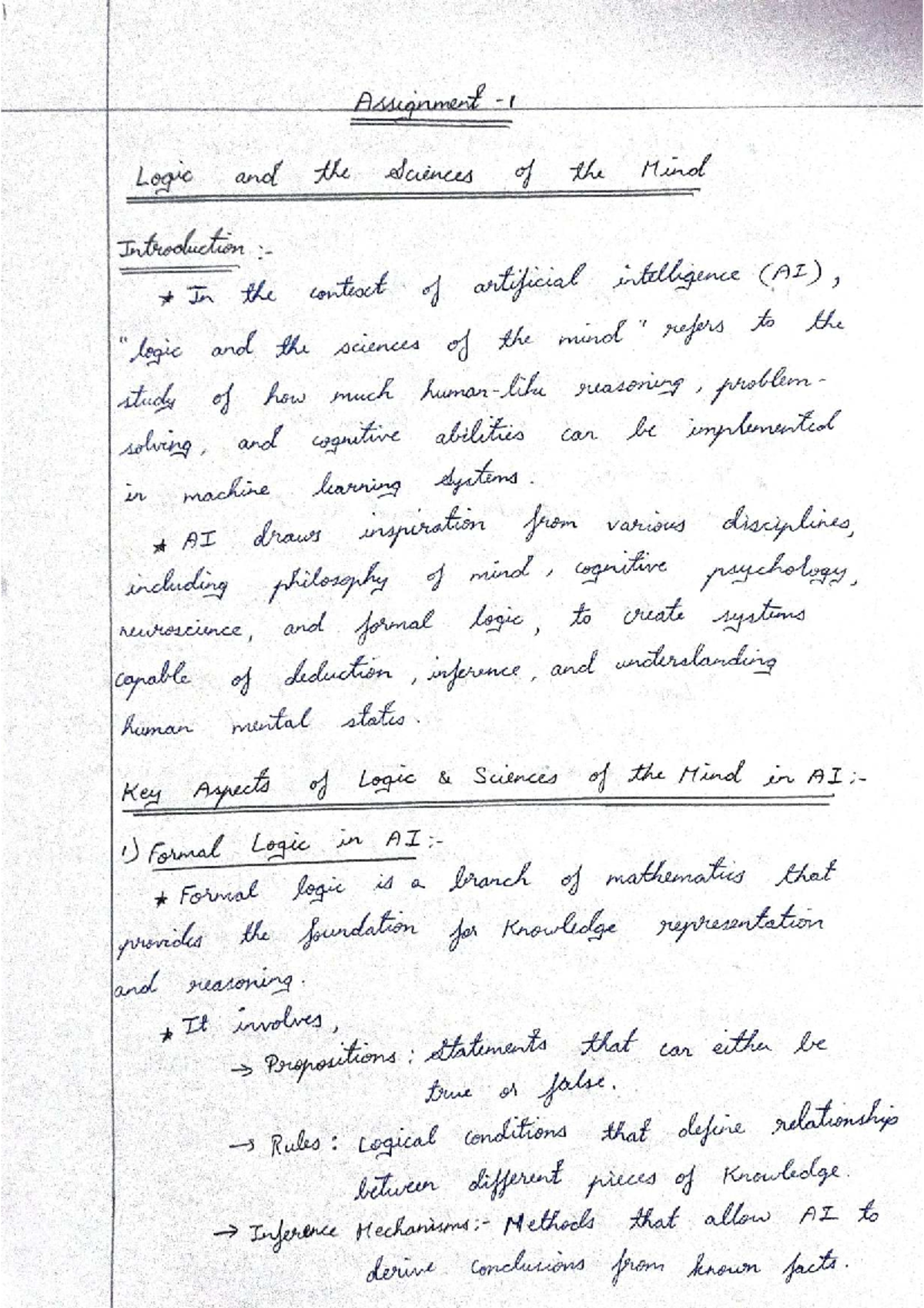 CS Assignment 1: Logic and the Sciences of the Mind Overview - Studocu