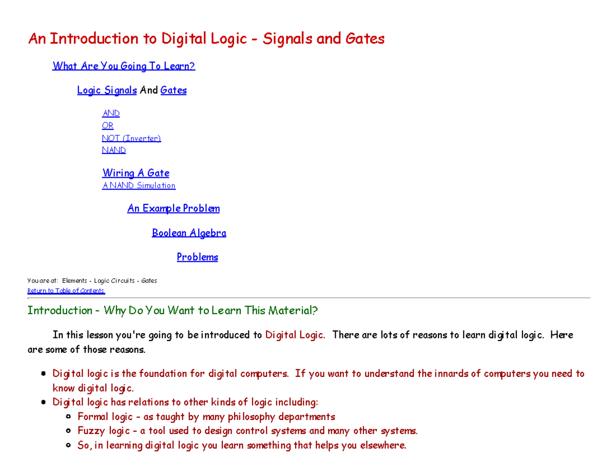 03 Digital Logic - Gates, Boolean Algebra - An Introduction to Digital ...
