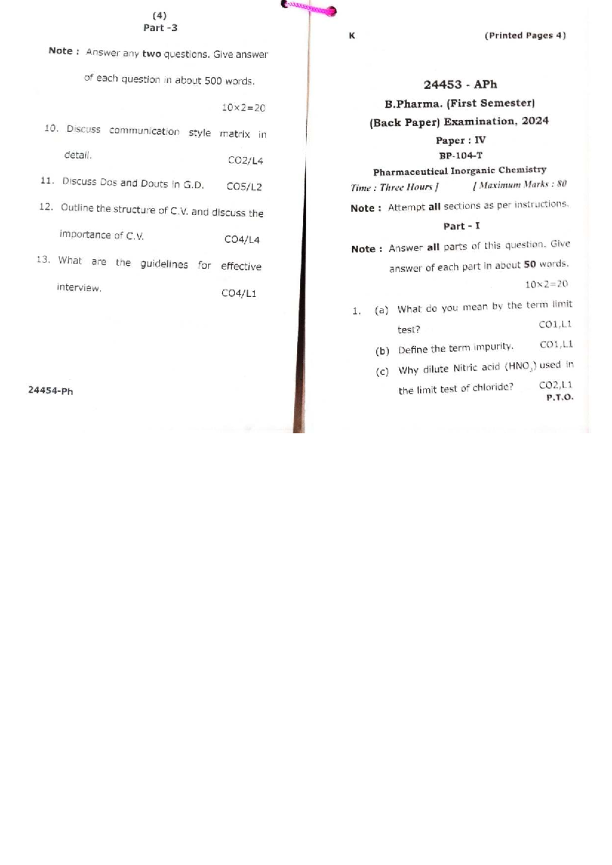 Pharmaceutical Inorganic Chemistry (24453 APh) Exam Notes - 2024 - Studocu