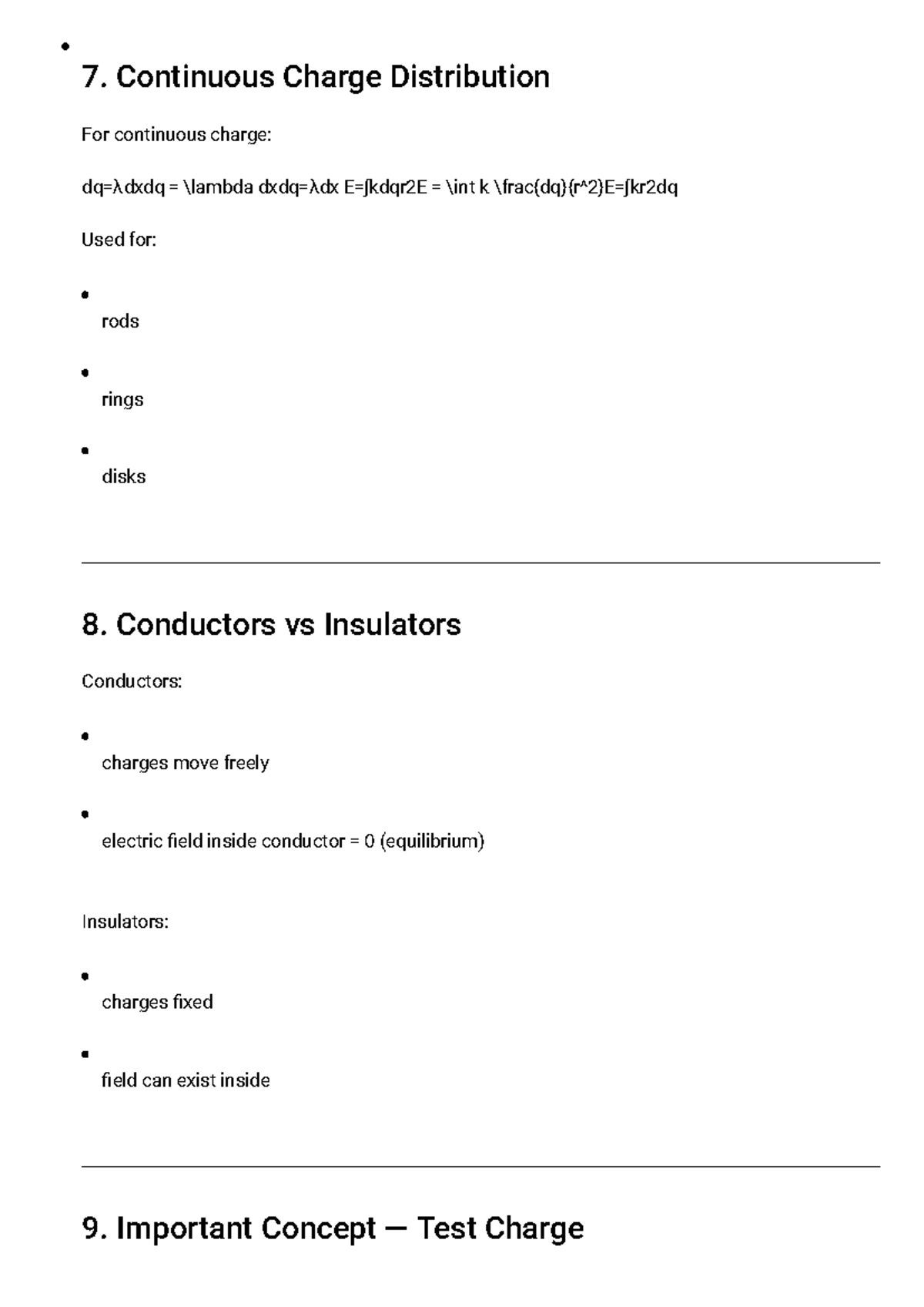Phys 3 notes - PHY1321 - 7. Continuous Charge Distribution For ...