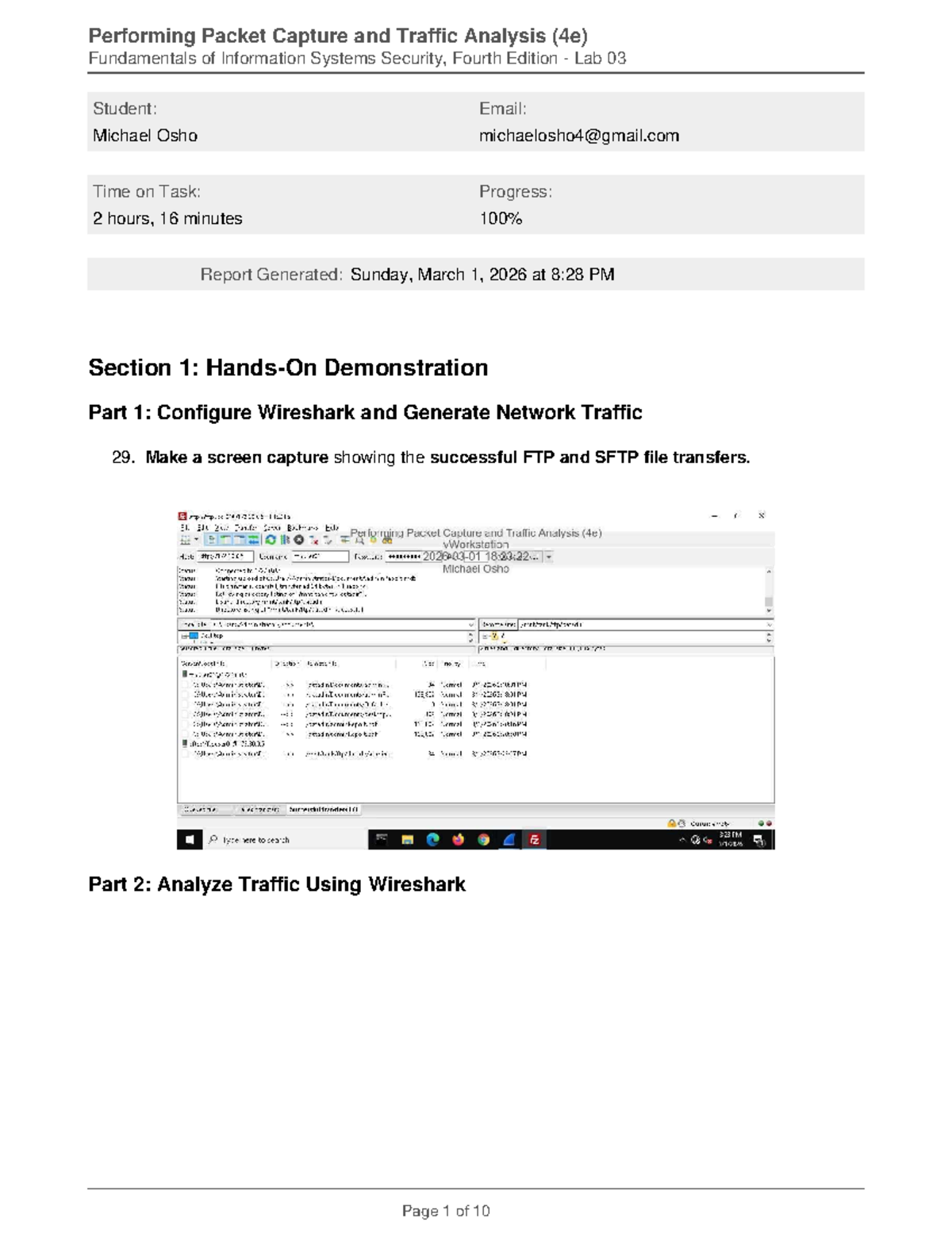 Lab 03: Packet Capture & Traffic Analysis (4e) - Michael Osho - Studocu