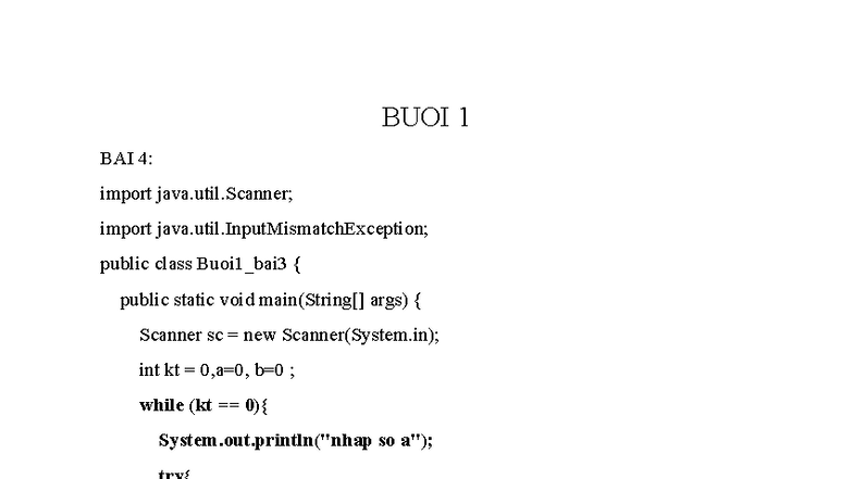 BUOI 1 BAI 4 & BAI 5: Java Class Implementations and Exercises - Studocu