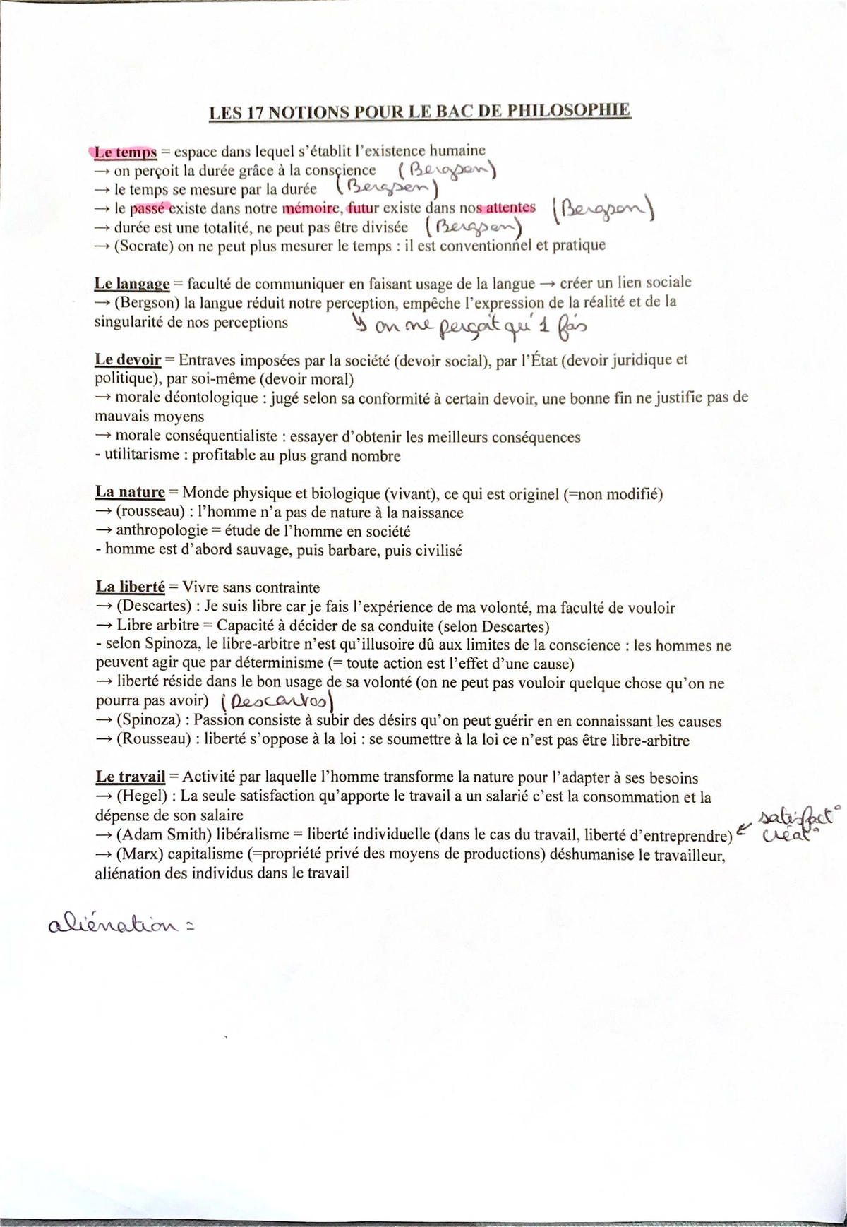 17 Notions Clés pour le BAC de Philosophie - Résumés et Concepts - Studocu