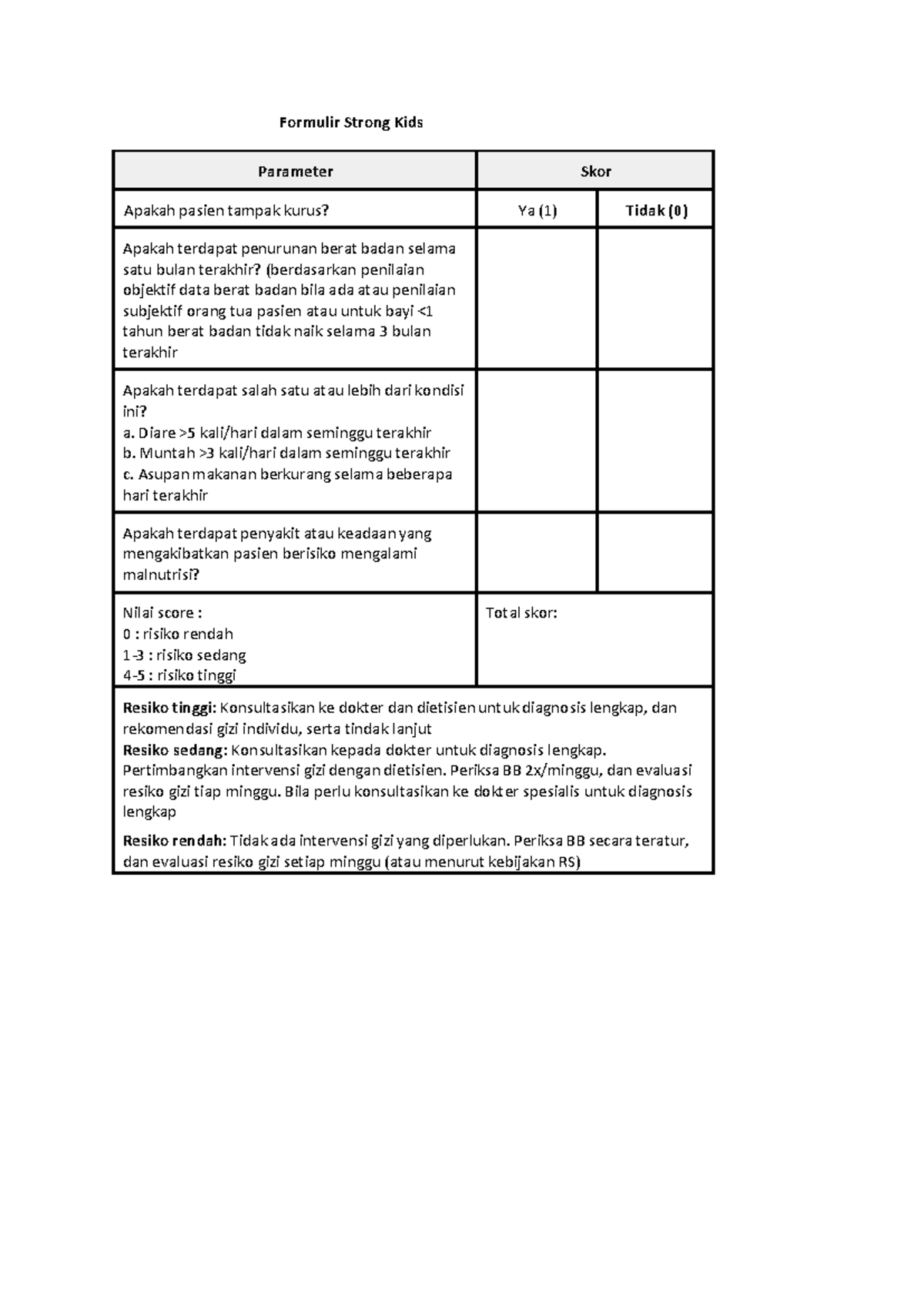 Formulir Skrining Gizi Anak & Ibu Hamil untuk Malnutrisi - Document Preview