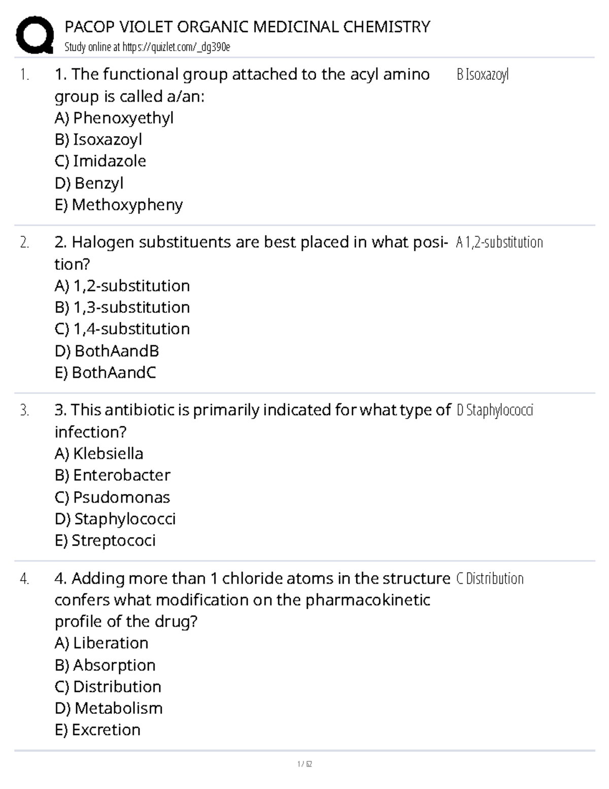 PACOP VIOLET ORGANIC MEDICINAL CHEMISTRY Study Guide and Practice ...