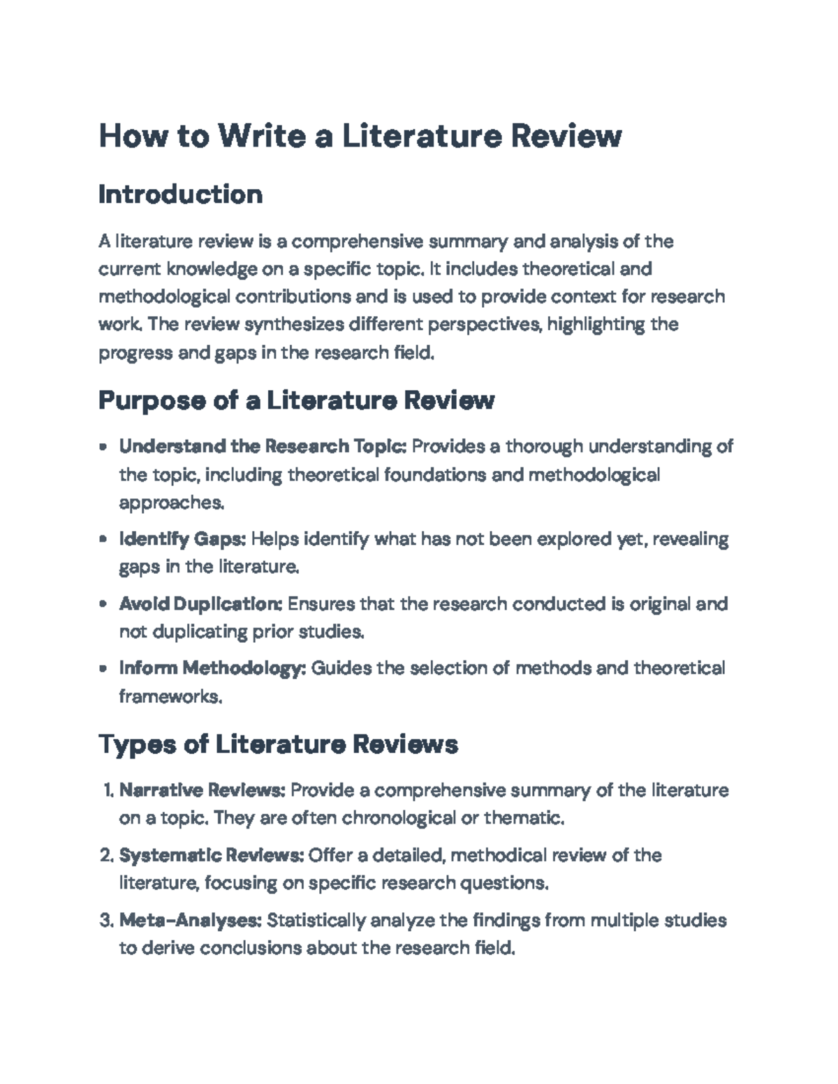 How to Write a Comprehensive Literature Review: Guidelines and Steps ...