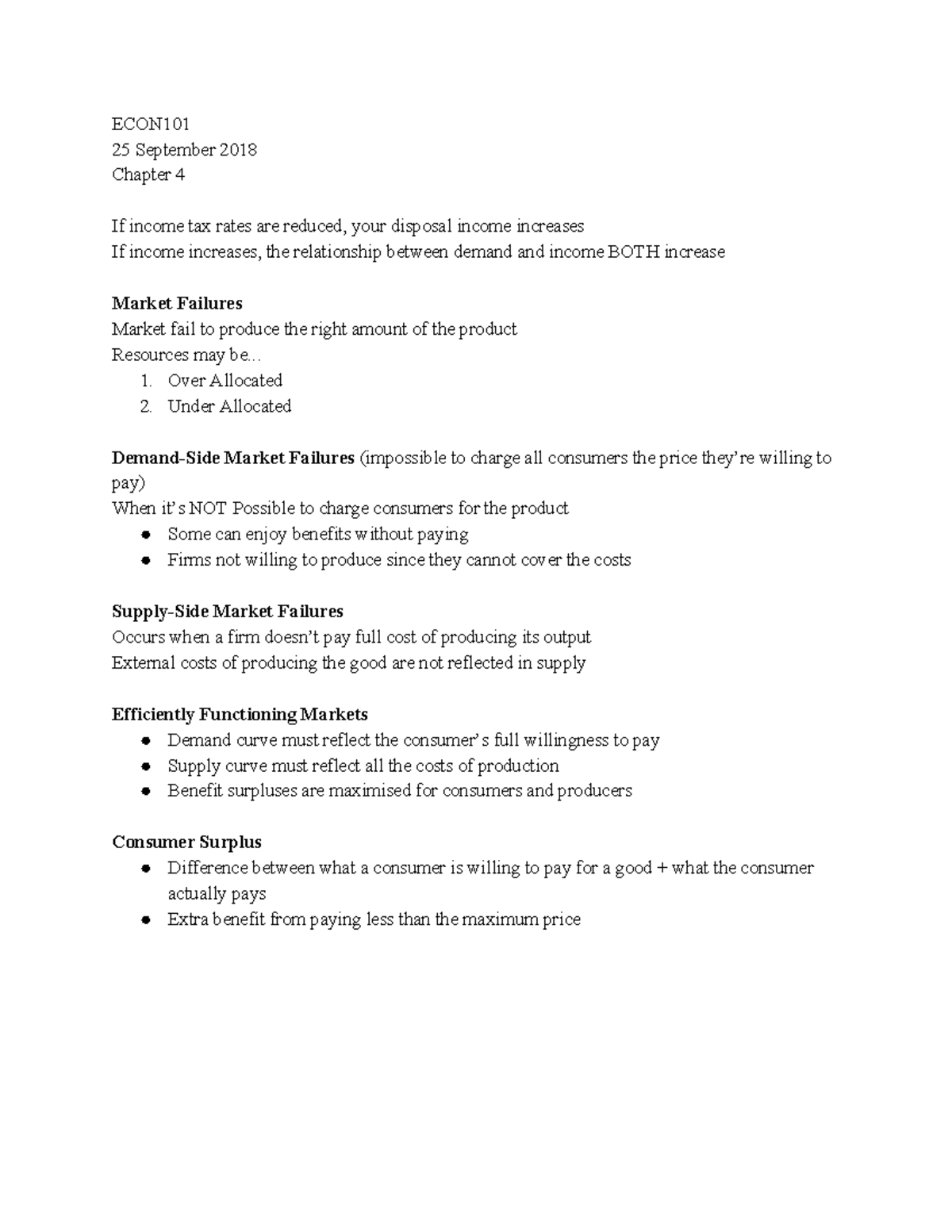 Chapter 4 ECON101 - Lecture notes 4 - ECON101 25 September 2018 Chapter ...