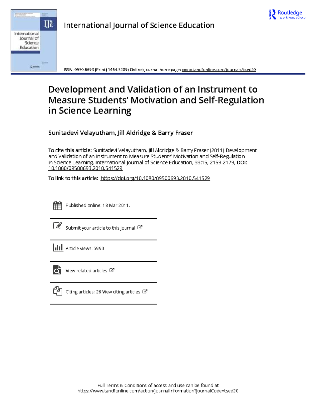 Development and Validation of a Motivation Measurement Tool in Science ...