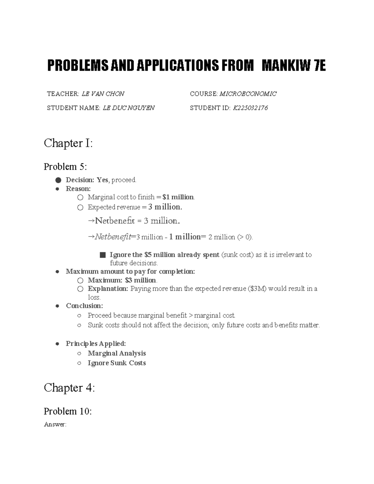 Microeconomic Problems & Applications from Mankiw 7E: Detailed Analysis ...