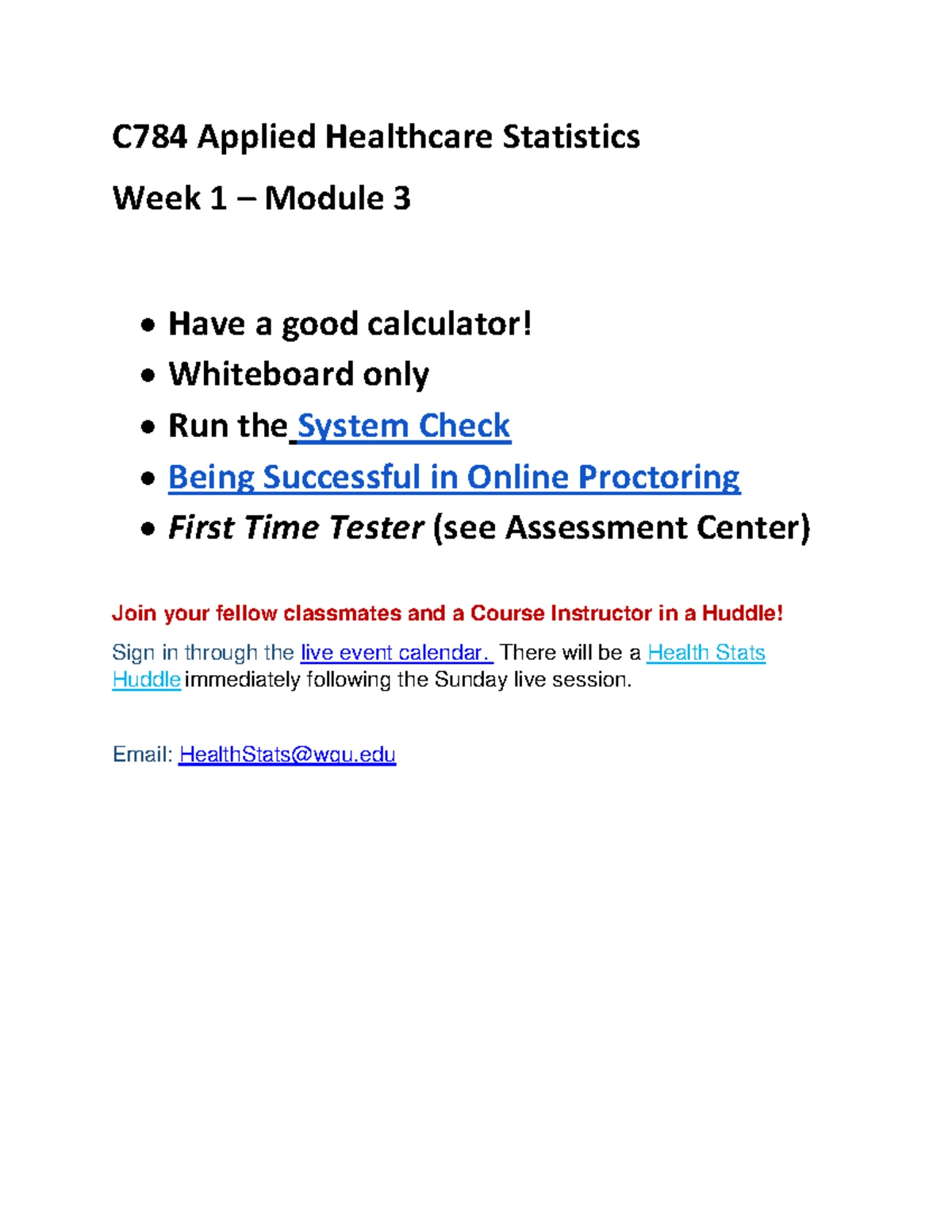 C784 Applied Healthcare Statistics Week 2 Module 4 Study Notes - Studocu