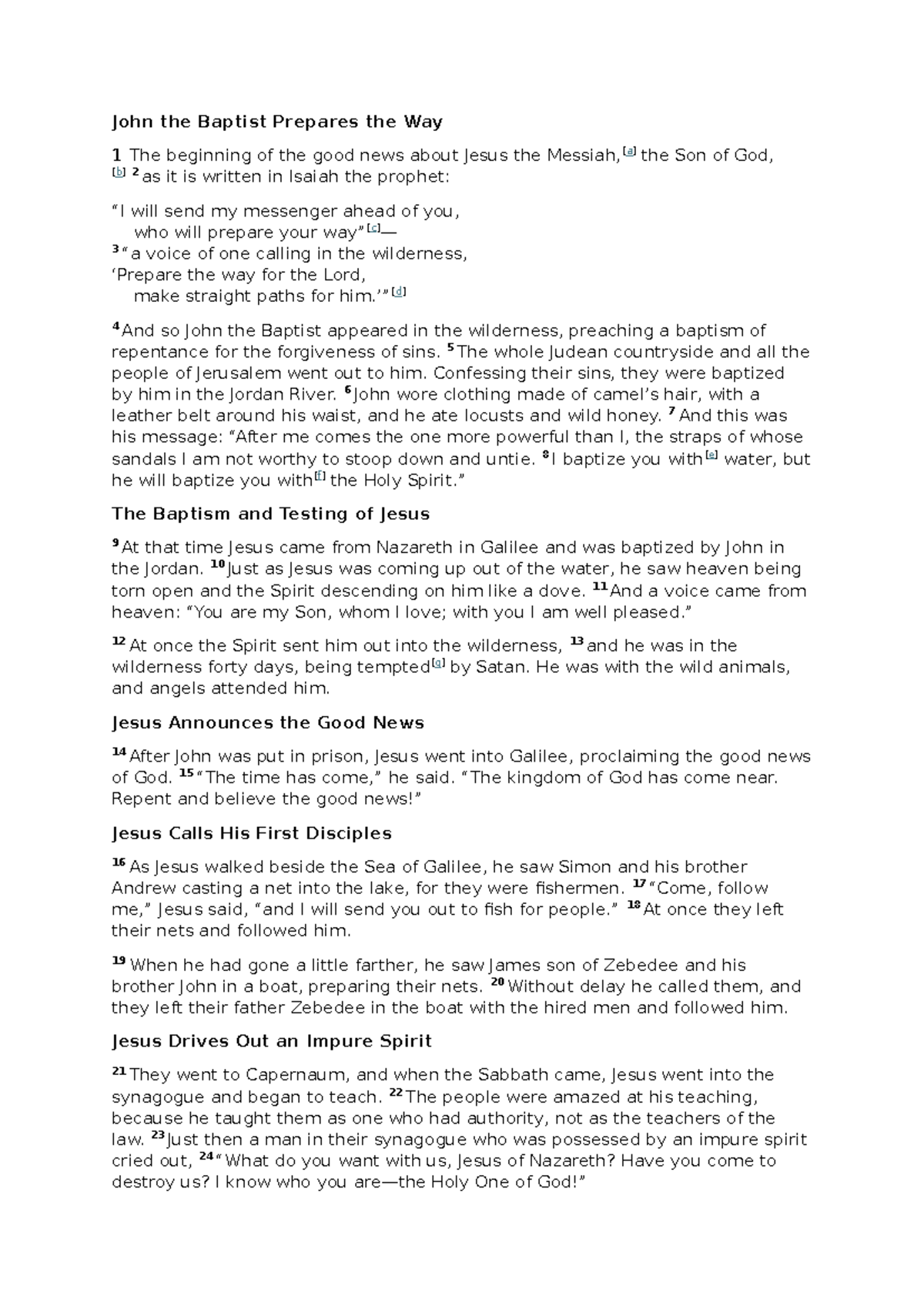 John the Baptist and Jesus: Key Events in Mark 1 - Bible Study - Studocu