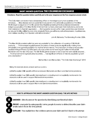 Copy of Columbian Exchange SAQ practice (KC 1.4 &amp; 1.7) - SHORT 