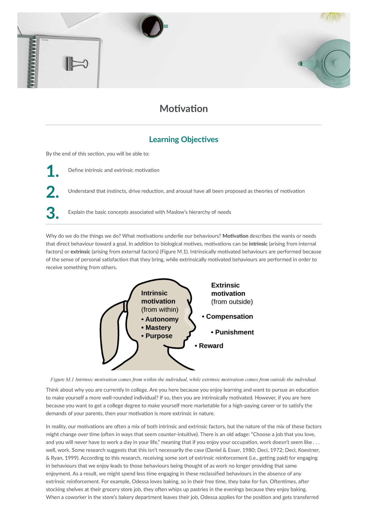 Theories of Motivation and the Role of Intrinsic/Extrinsic Factors ...