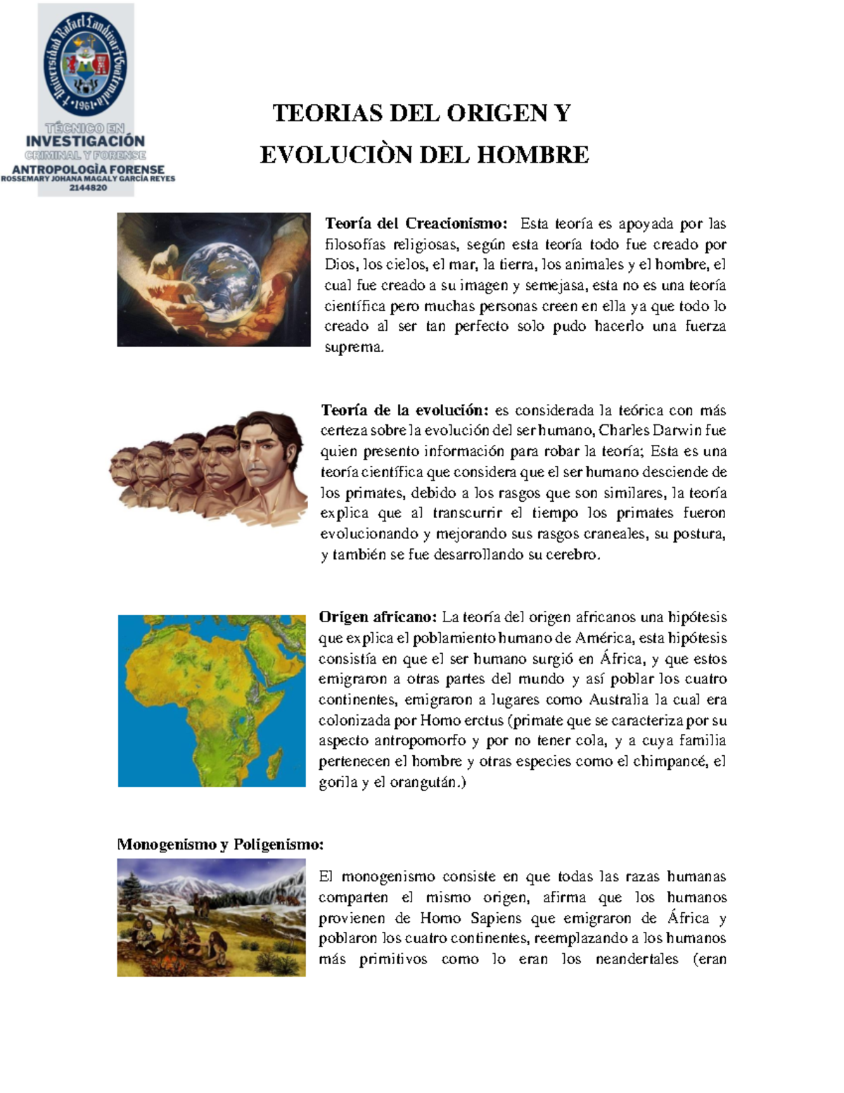 Teorias DEL Origen Y Evolucion DEL Hombre - Document Preview