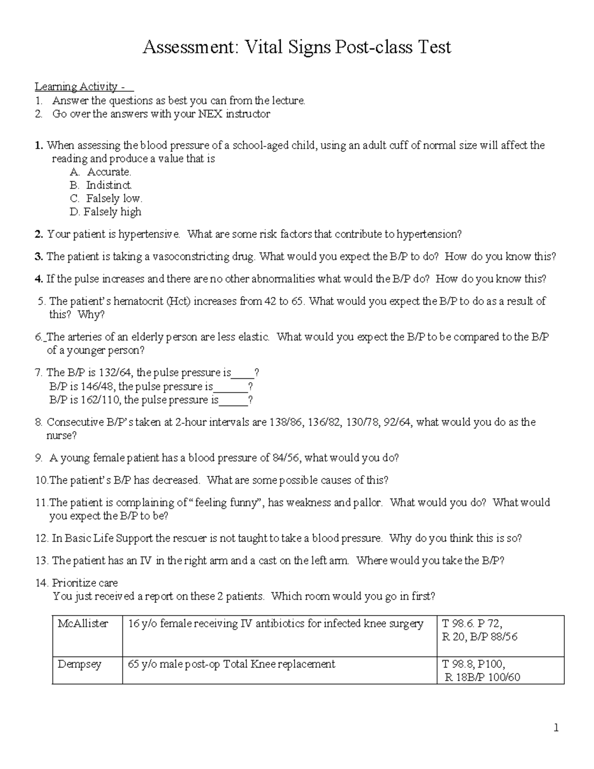 VS+Post-class+quiz+Spring+2025 - Assessment: Vital Signs Post-class ...