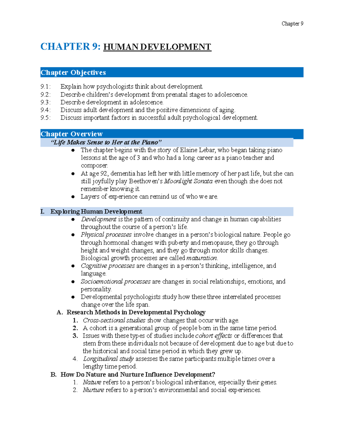 Ch 9 Study Guide - Human Development in Psychology: Key Concepts ...