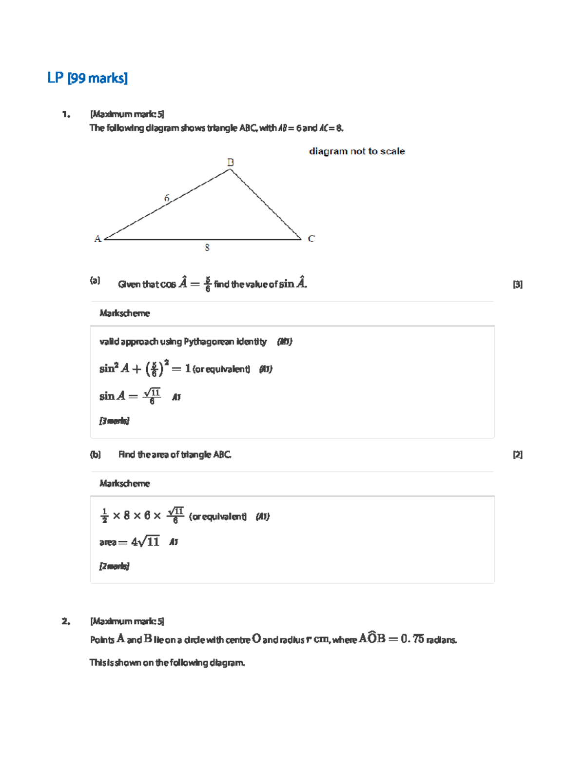 EOY Practice Questions for DP1 AA SL: Geometry and Trigonometry - Studocu