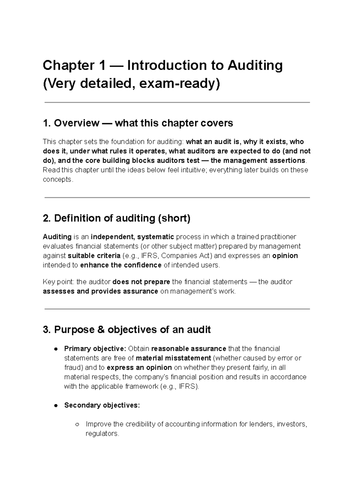 Auditing 200: Chapter 1 Overview and Key Concepts - Studocu