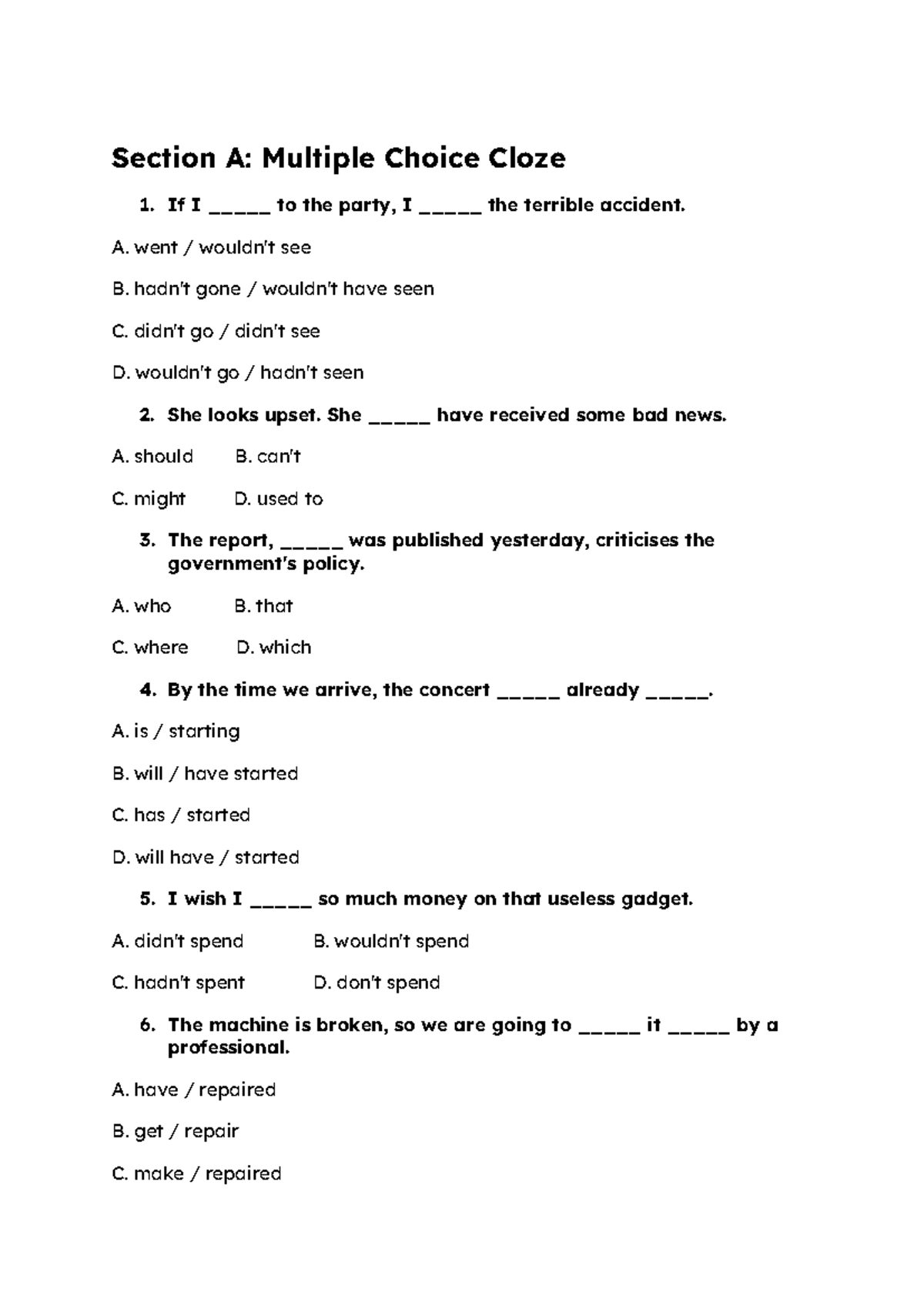ĐỀ DES B1 - 01 - Destination B1 Grammar Practice Test - Studocu