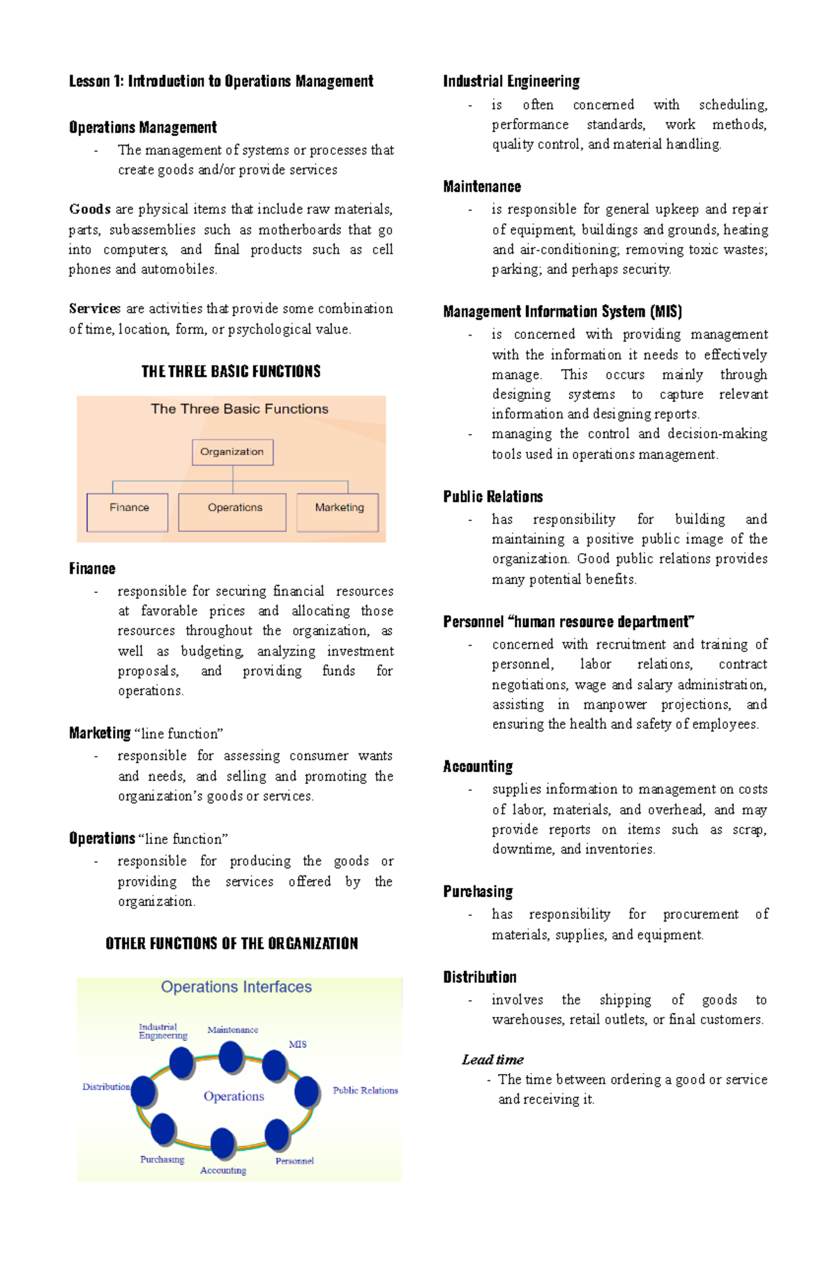 Opm 101: Key Concepts and Lessons in Operations Management - Studocu