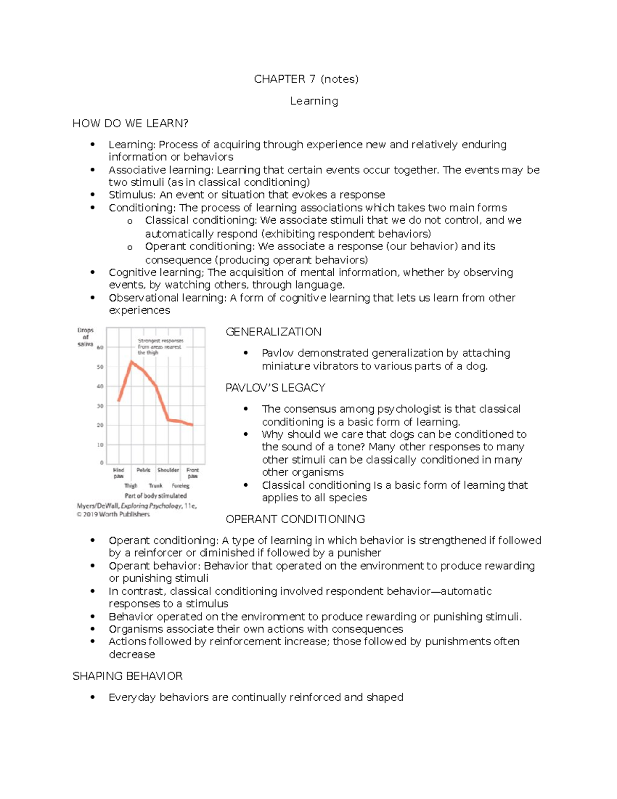 General Psychology - Chapter 7: Learning and Behavior Principles - Studocu