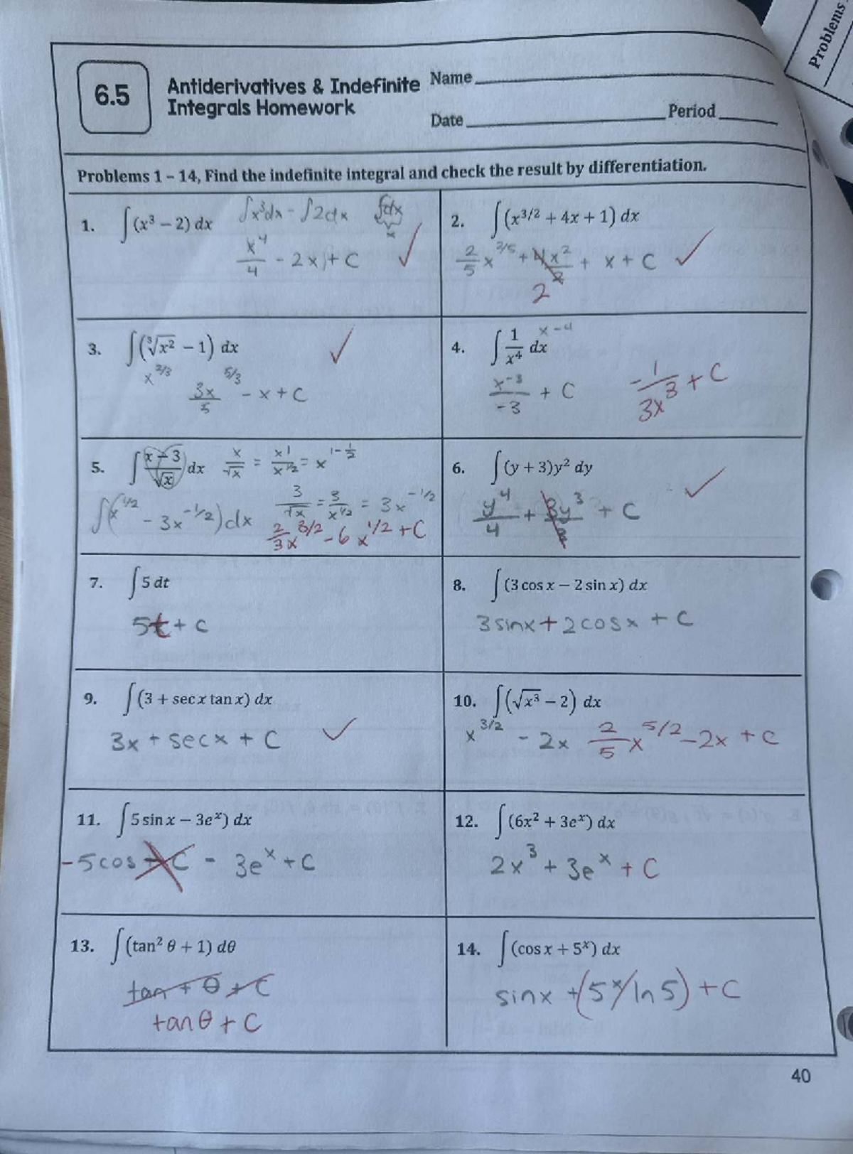 6.5 C - Unit 6: Integration Lesson on Antiderivatives & Indefinite ...