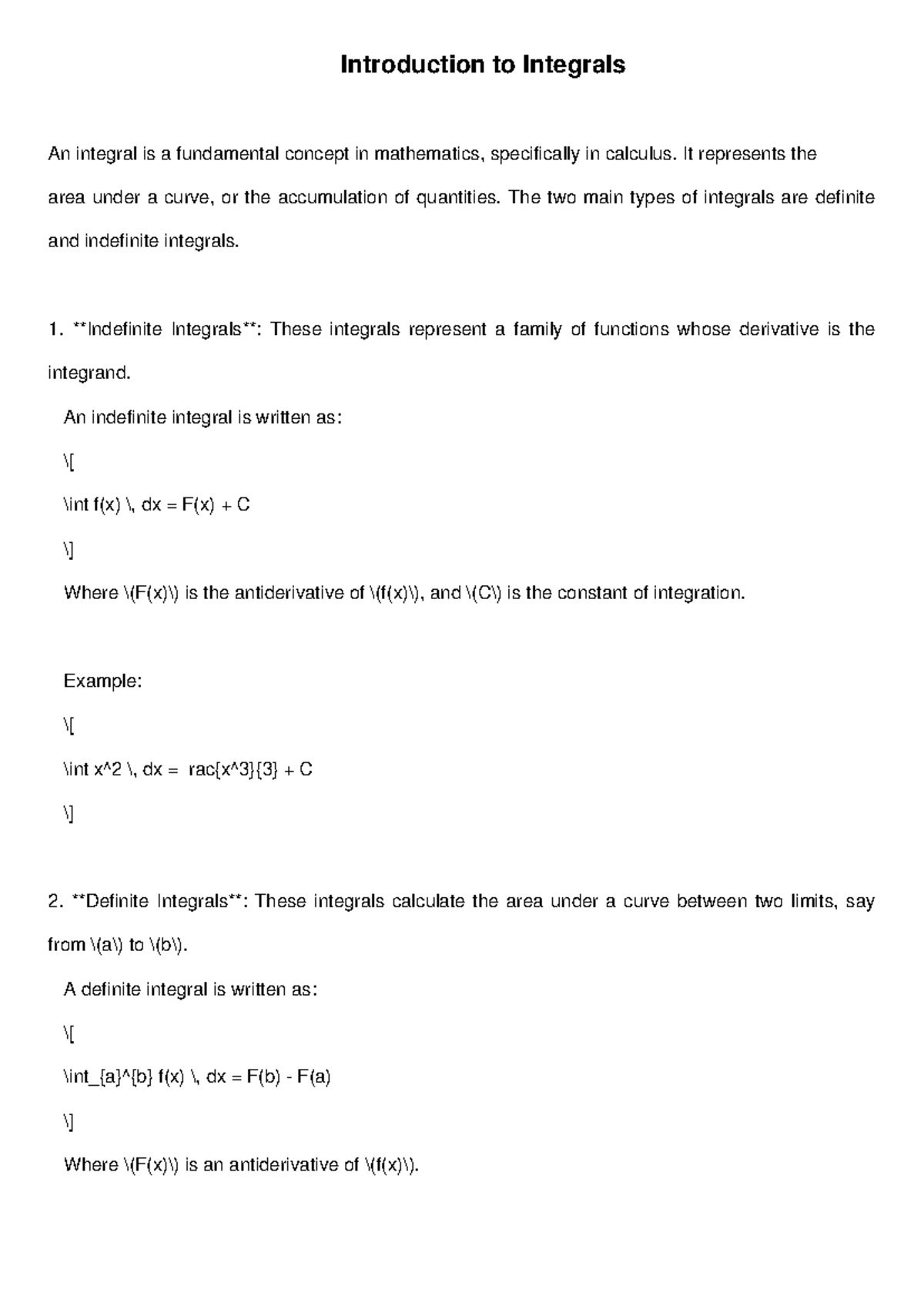 Introduction to integrals: understanding definite and indefinite types ...