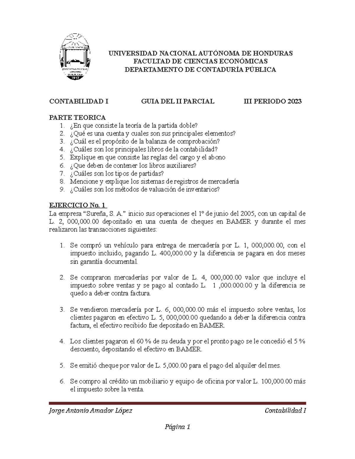 GUÍA II PARCIAL - Ejercicios de Contabilidad I (2023) - Studocu