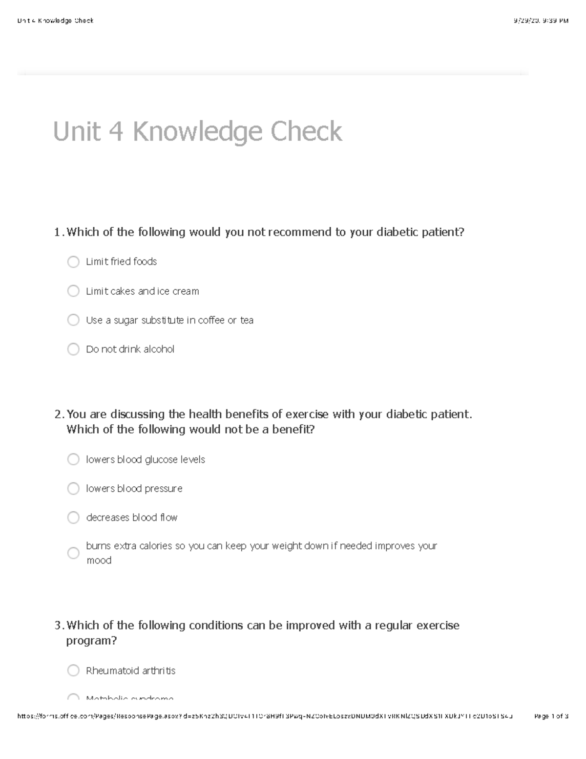 Unit 4 Knowledge Check: Key Insights for Diabetic Patient Care - Studocu