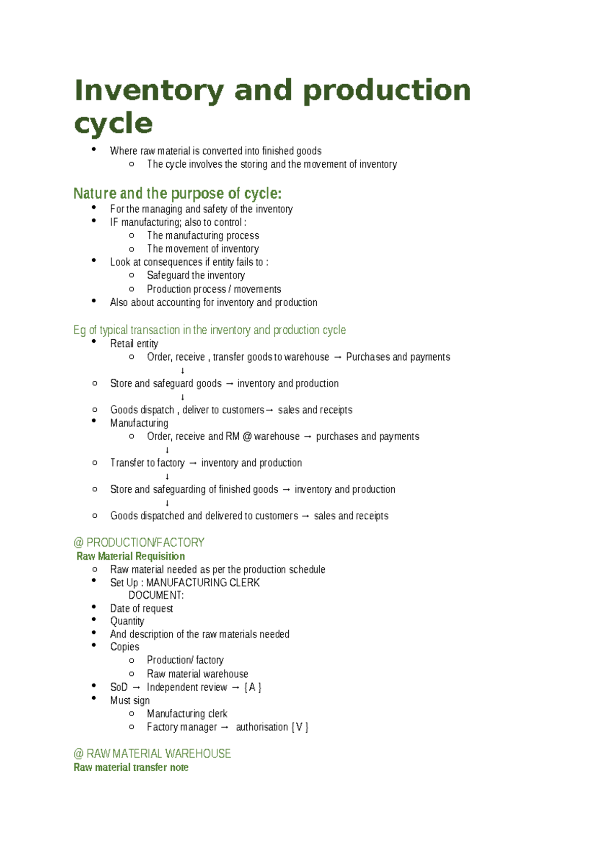 Inventory and Production Cycle: Managing Raw Materials and Finished ...