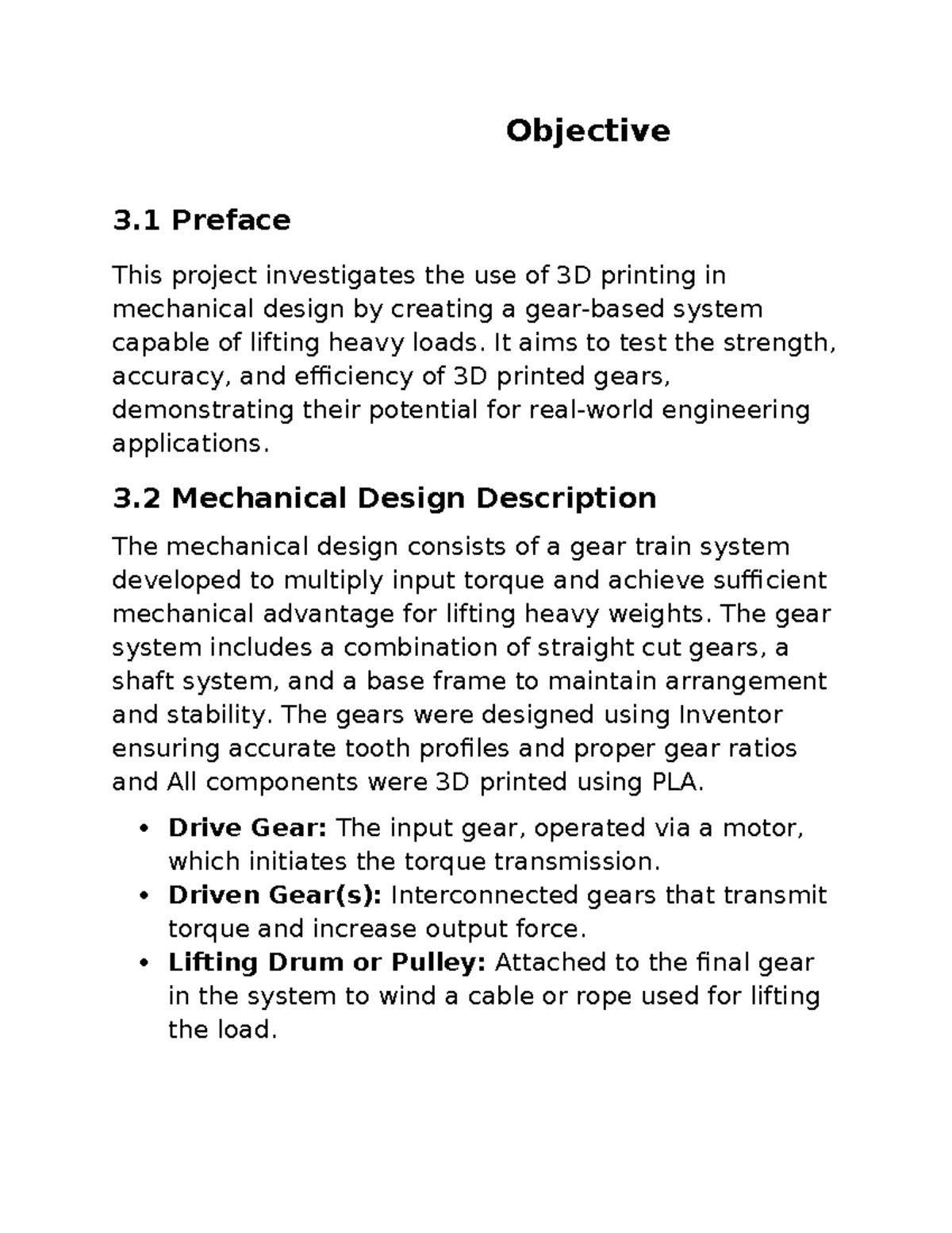 3D Printing in Mechanical Design: Lifting System Project Overview - Studocu