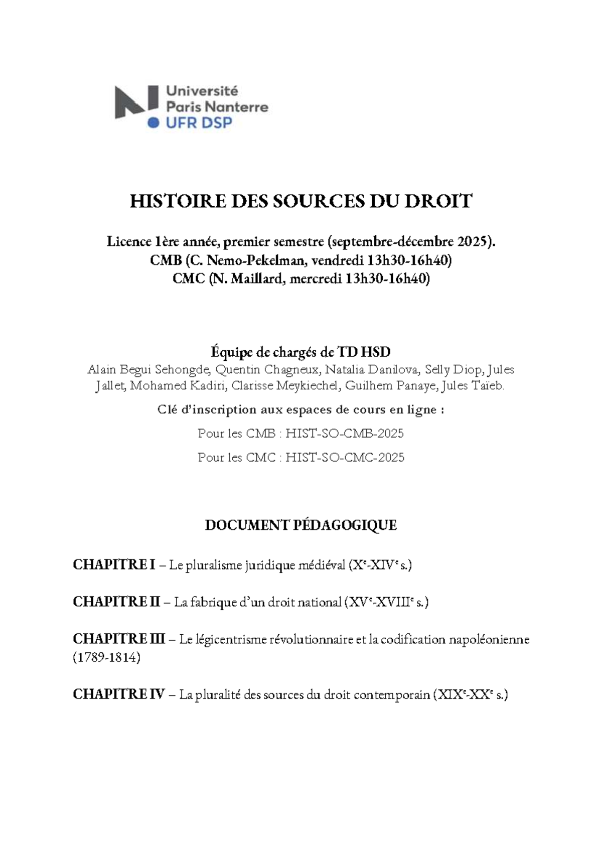 HISTOIRE DES SOURCES DU DROIT - Licence 1ère année - Semestre 1 - TD ...
