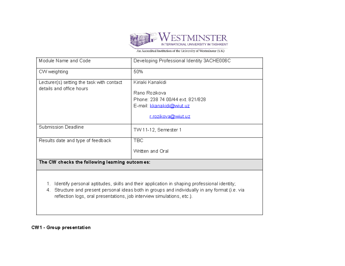 DPI CW1 2022-2023 Description and Assessment Criteria (1) - Module Name ...
