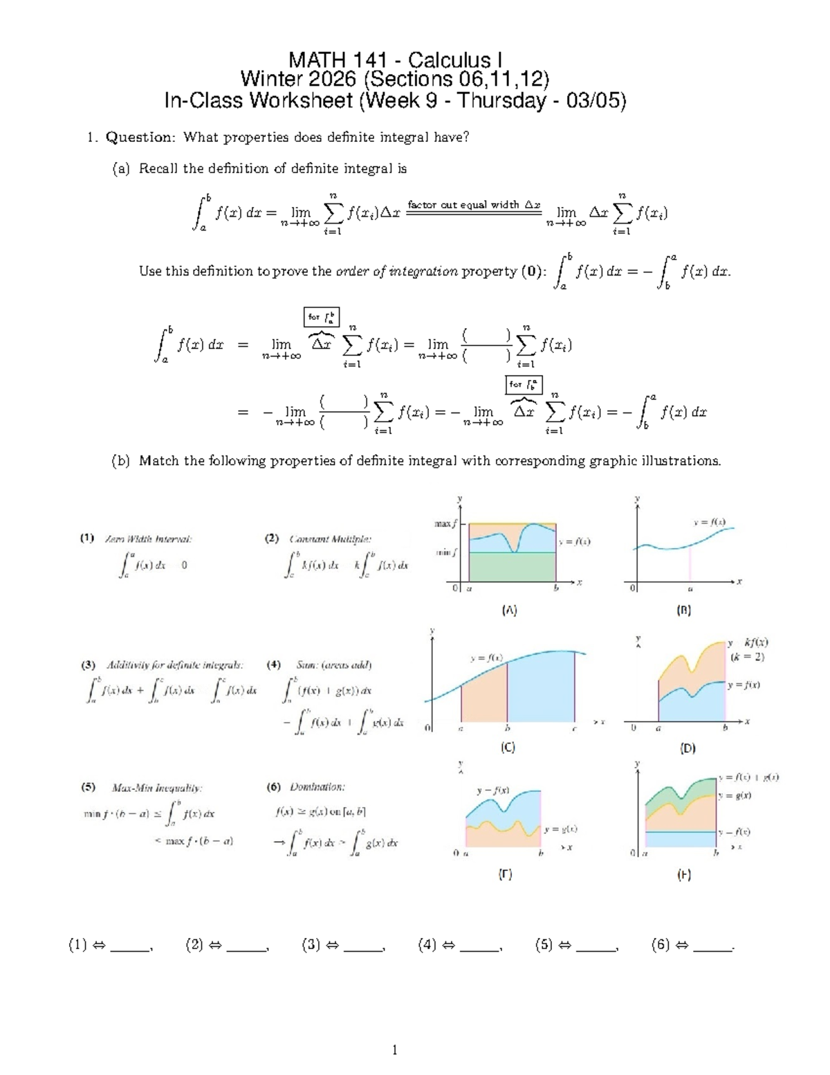 MATH 141 - Calculus I In-Class Worksheet (Week 9) - Studocu