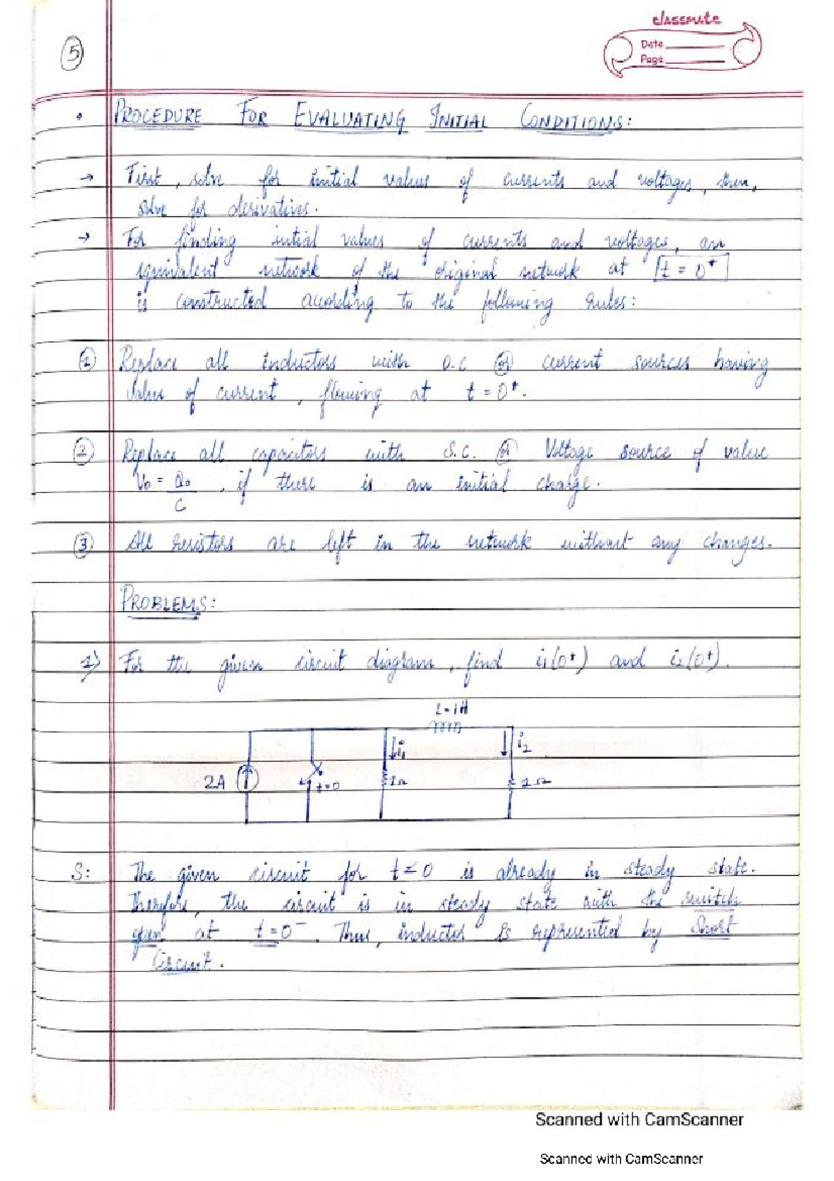 Procedure for Evaluating Initial Conditions in Circuits (LT1) - Studocu