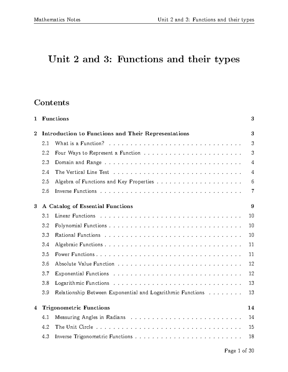 Mathematics Notes: Functions and Their Types (Units 2 & 3) - Studocu