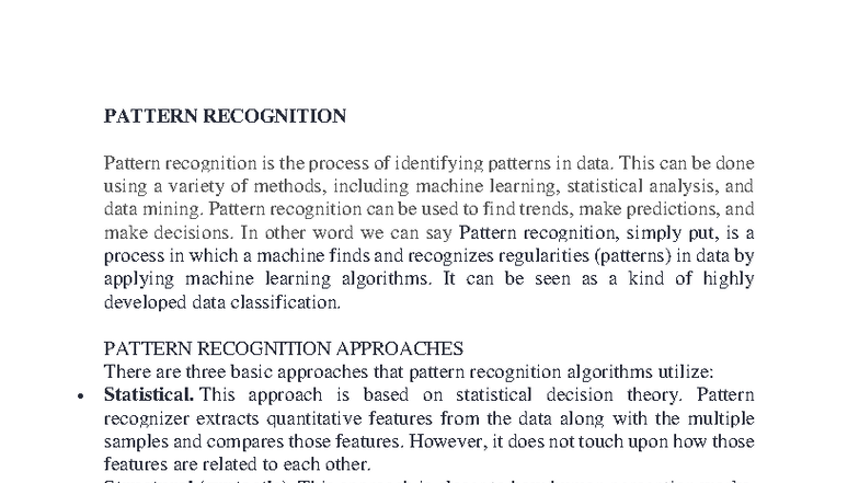 Pattern Recognition Notes (Course Code: 250718) - Key Concepts ...
