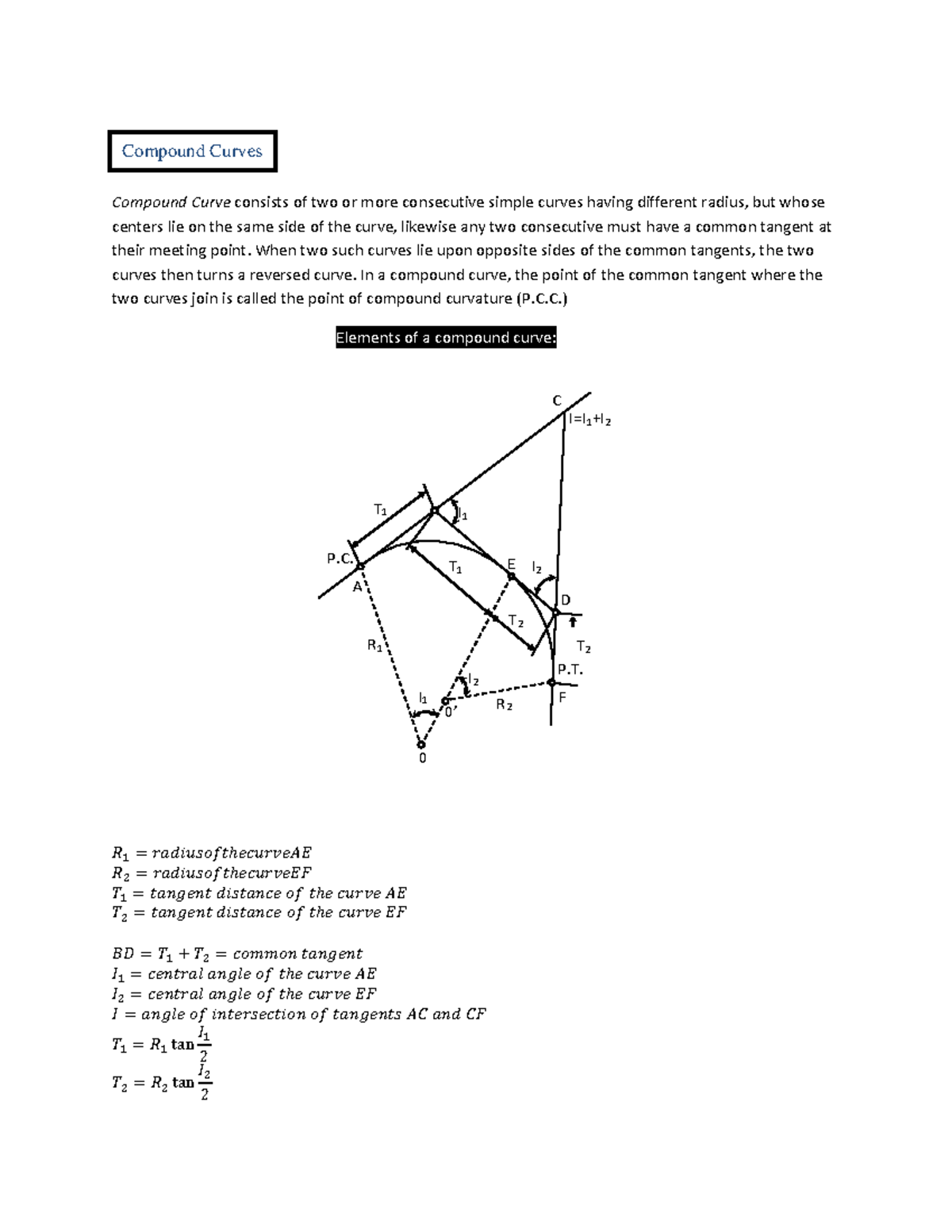 609836396 22 Compound Curves with Detailed Problem Set Analysis - Studocu