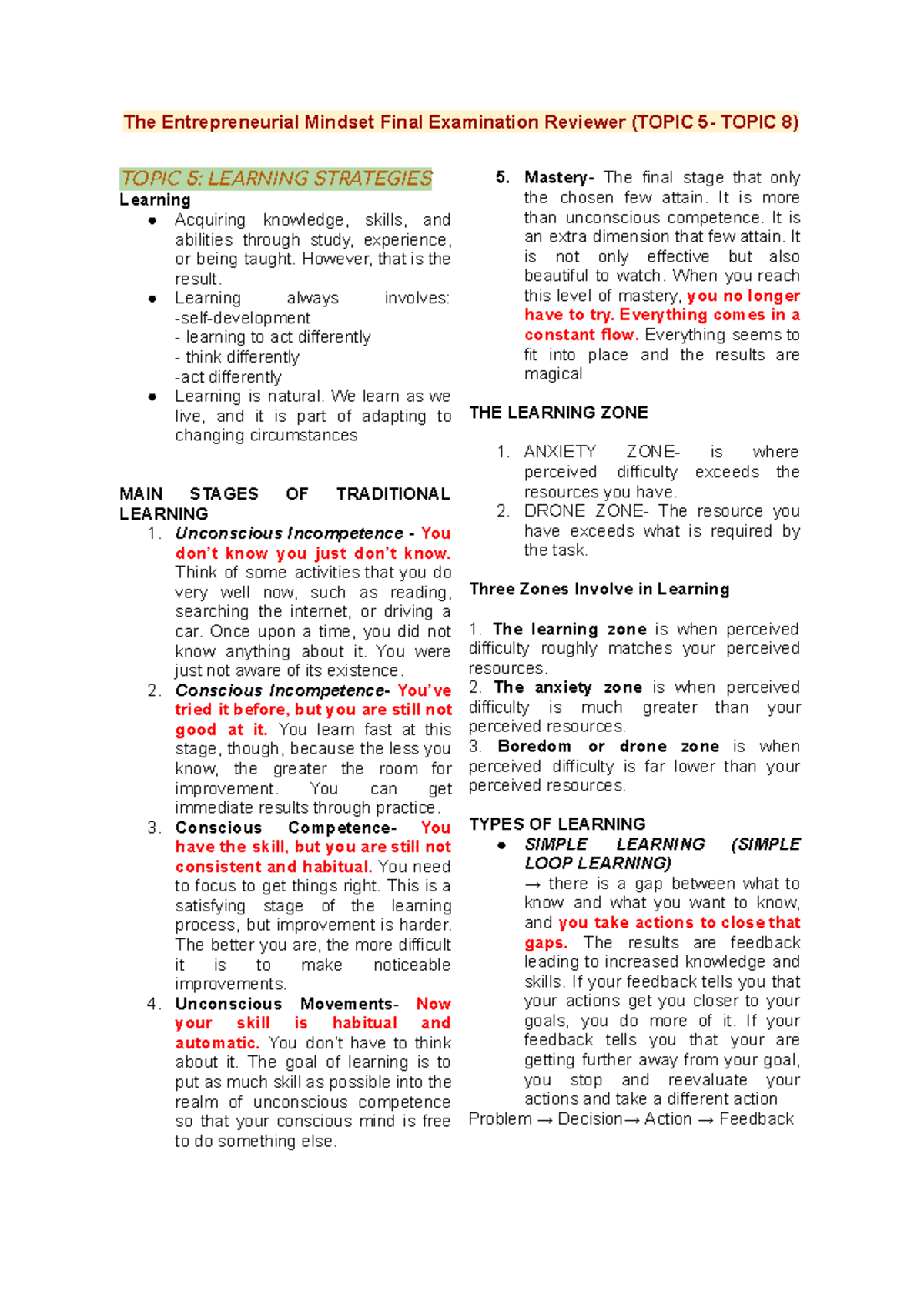 Entrep 101: Finals Reviewer on Entrepreneurial Mindset and Wealth - Studocu