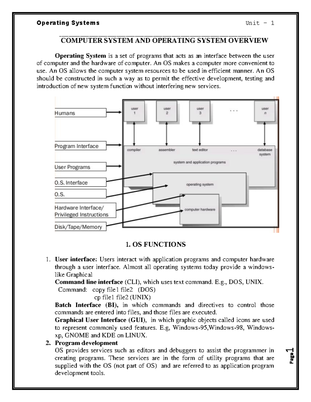 Os-unit-1 - material - Page 1 Page 1 Page 1 COMPUTER SYSTEM AND ...