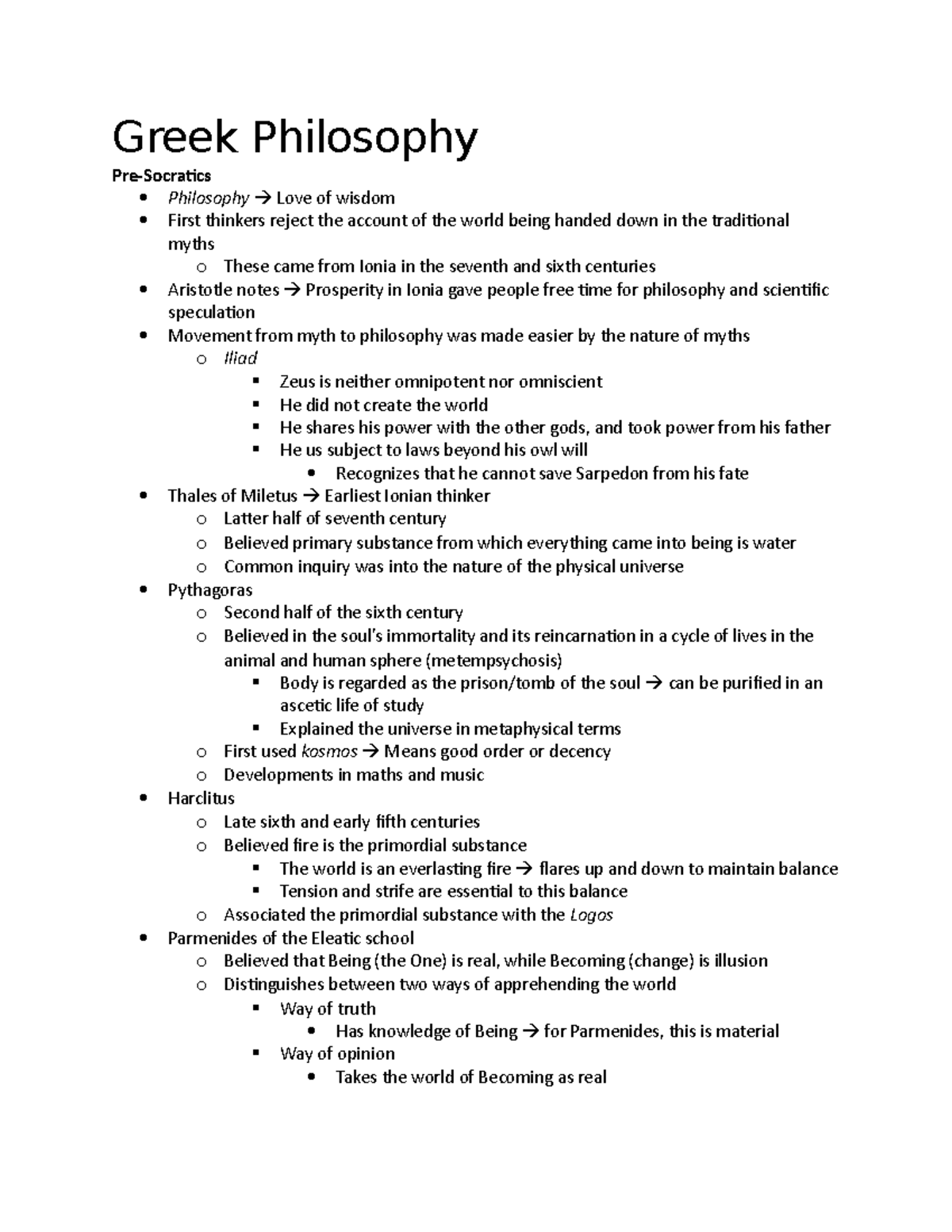 (2) Midterm Notes: Greek Philosophy and Roman Origins Insights - Studocu