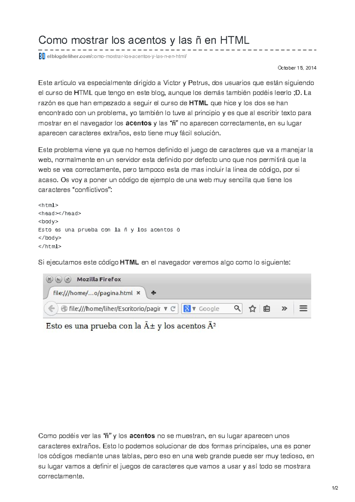 Cómo Mostrar Acentos y Ñ en HTML - Guía Práctica - Studocu