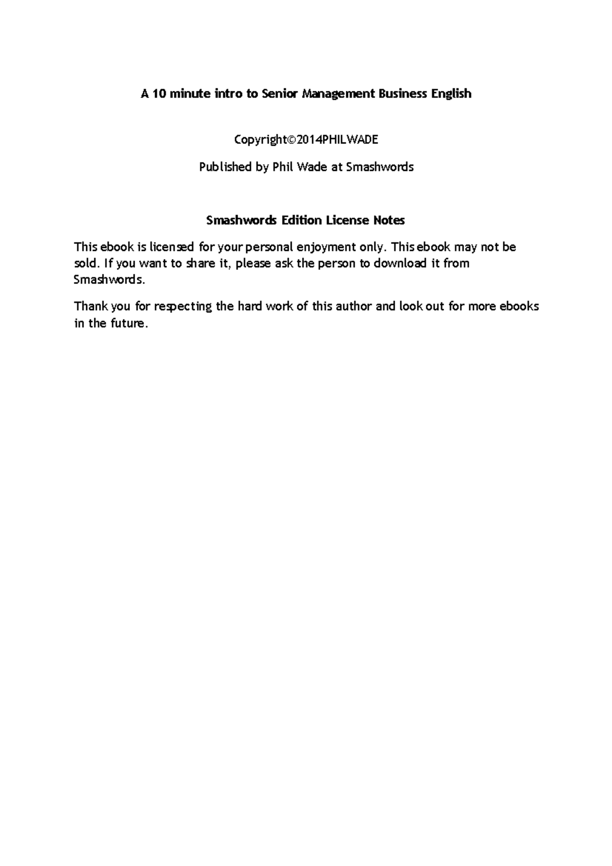 A 10 minute intro to senior management business english - A 10 minute ...