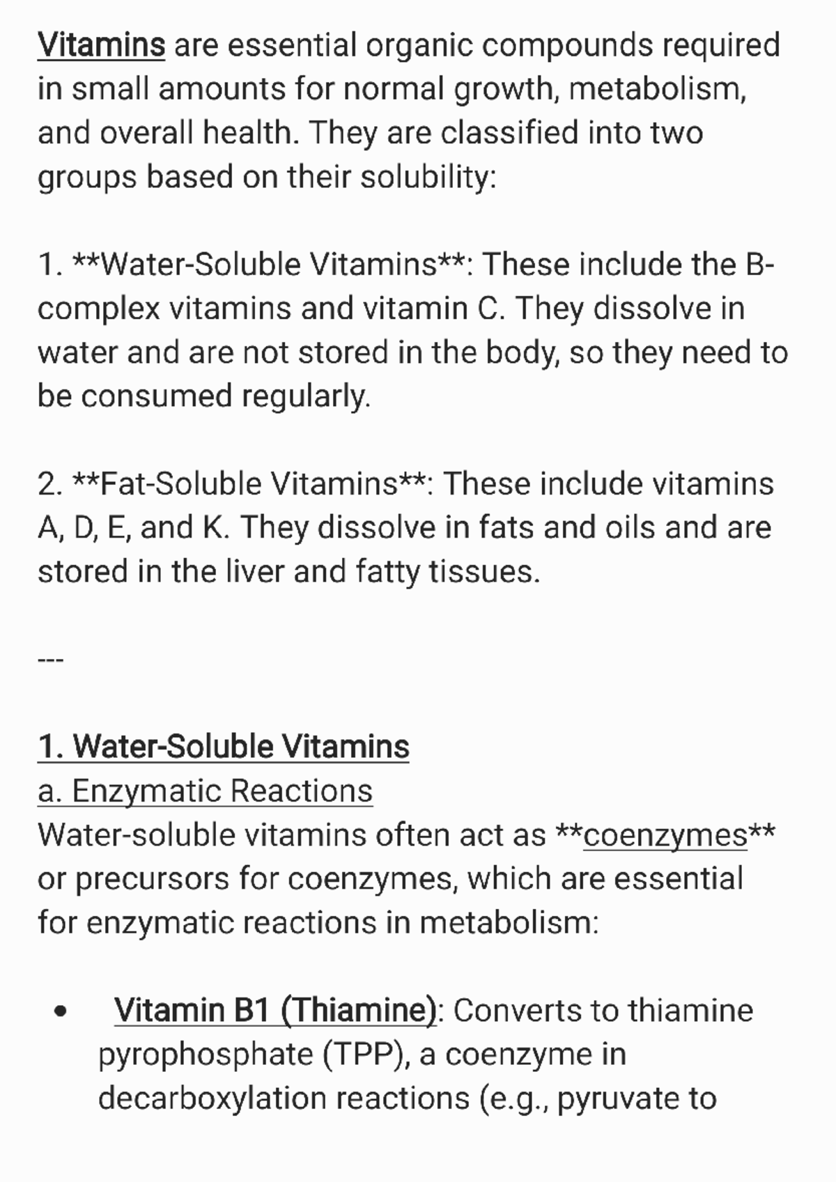 Vitamins Overview: Essential Compounds for Health and Metabolism - Studocu