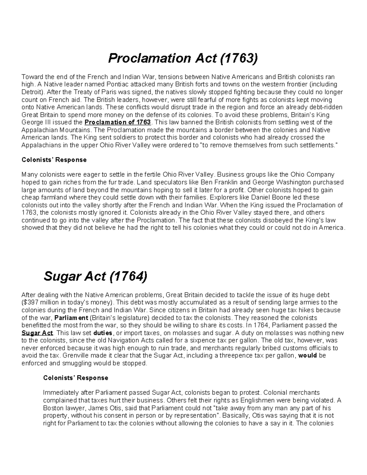 Colonial Responses to British Taxation Acts: A Historical Overview ...
