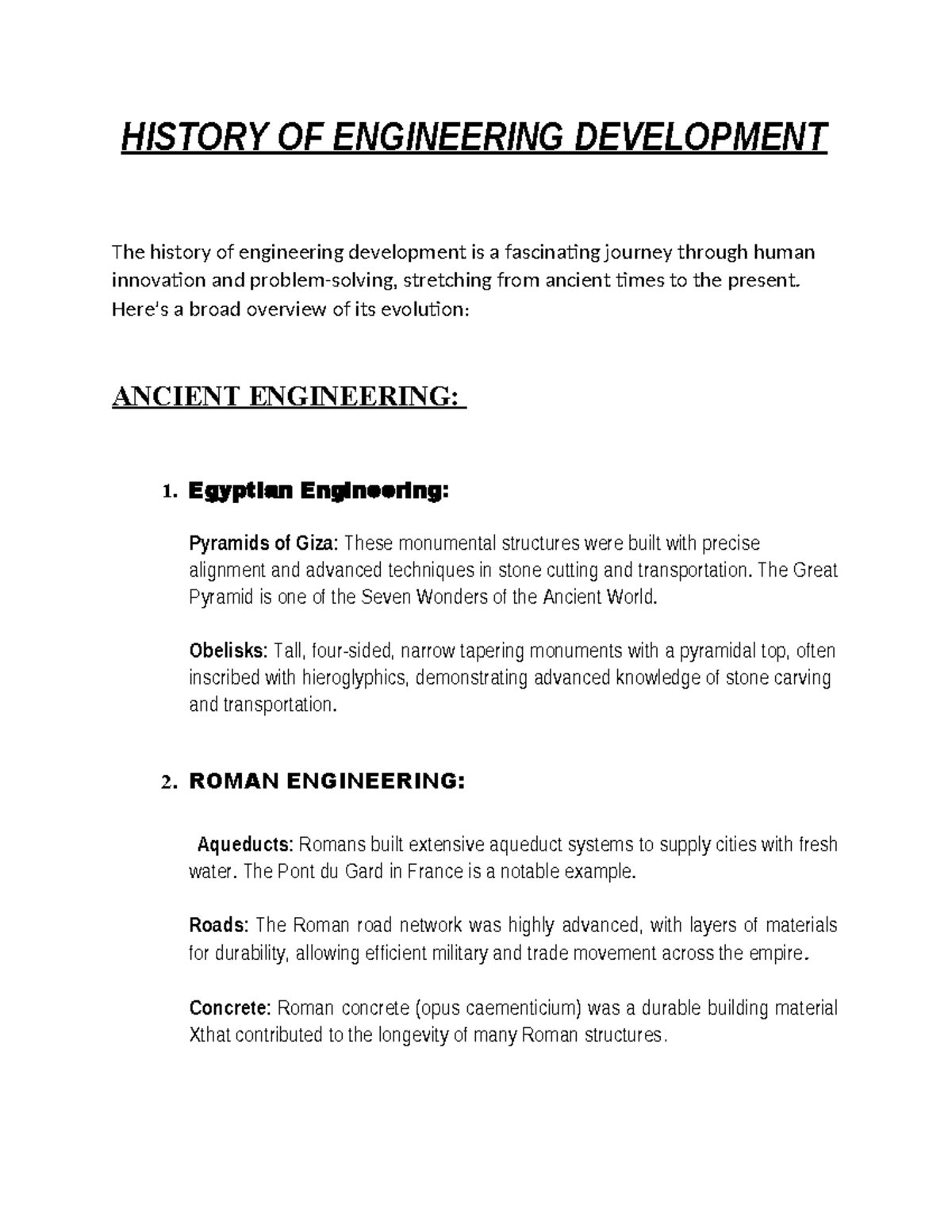 History OF Engineering BY Utkarsh - HISTORY OF ENGINEERING DEVELOPMENT ...