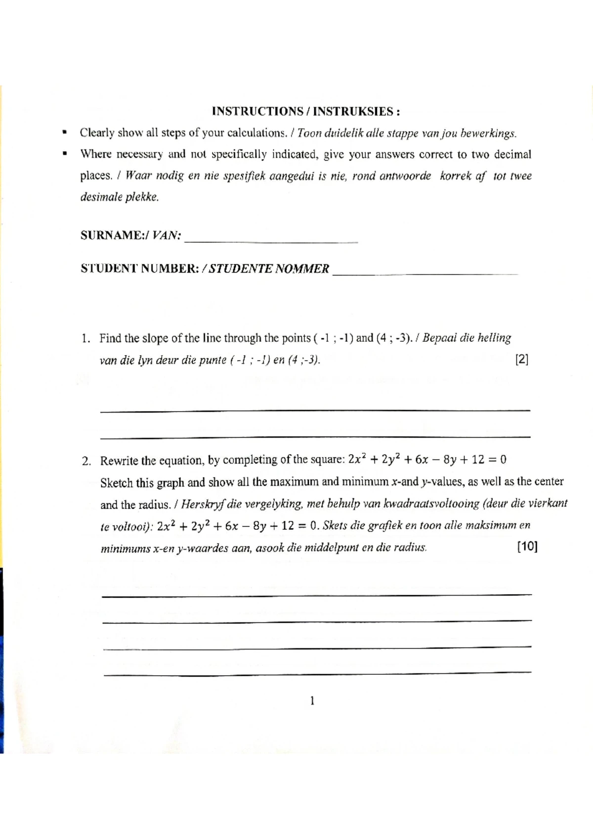 CT6 MATD1554 2019 Test Paper: Equations and Functions - Studocu